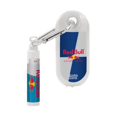 Custom 1.9 oz. SPF 50 Sunscreen with Carabiner and SPF 15 Lip Balm in White Tube with Hook Cap